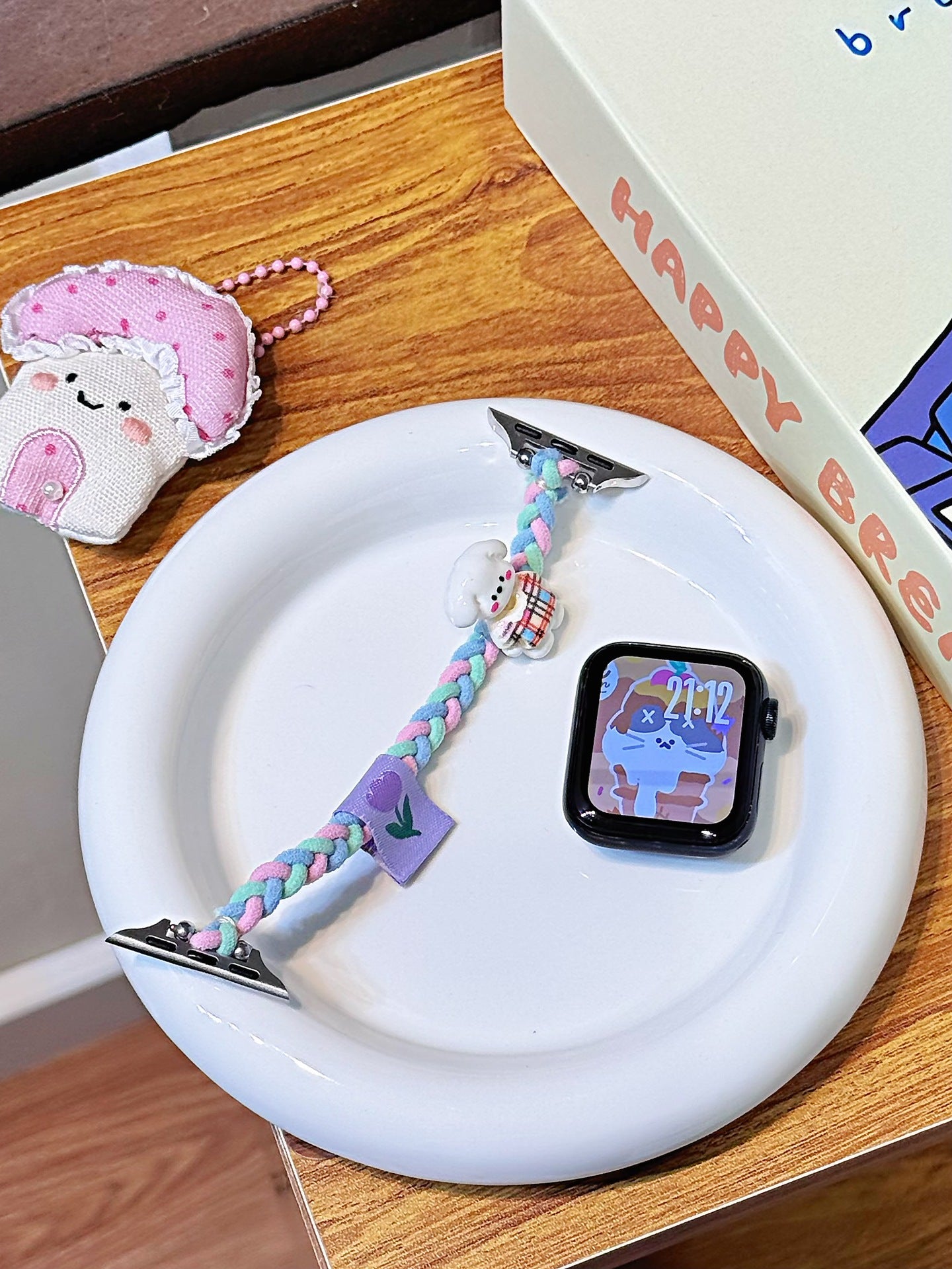 Bracelet de montre pour cheveux de caricature tricoté créatif