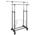 Rack de vêtements réglable avec 4 roues et 2 rails de vêtements