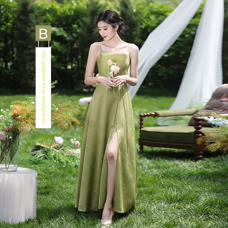 Robe de demoiselle d'honneur de style national vert