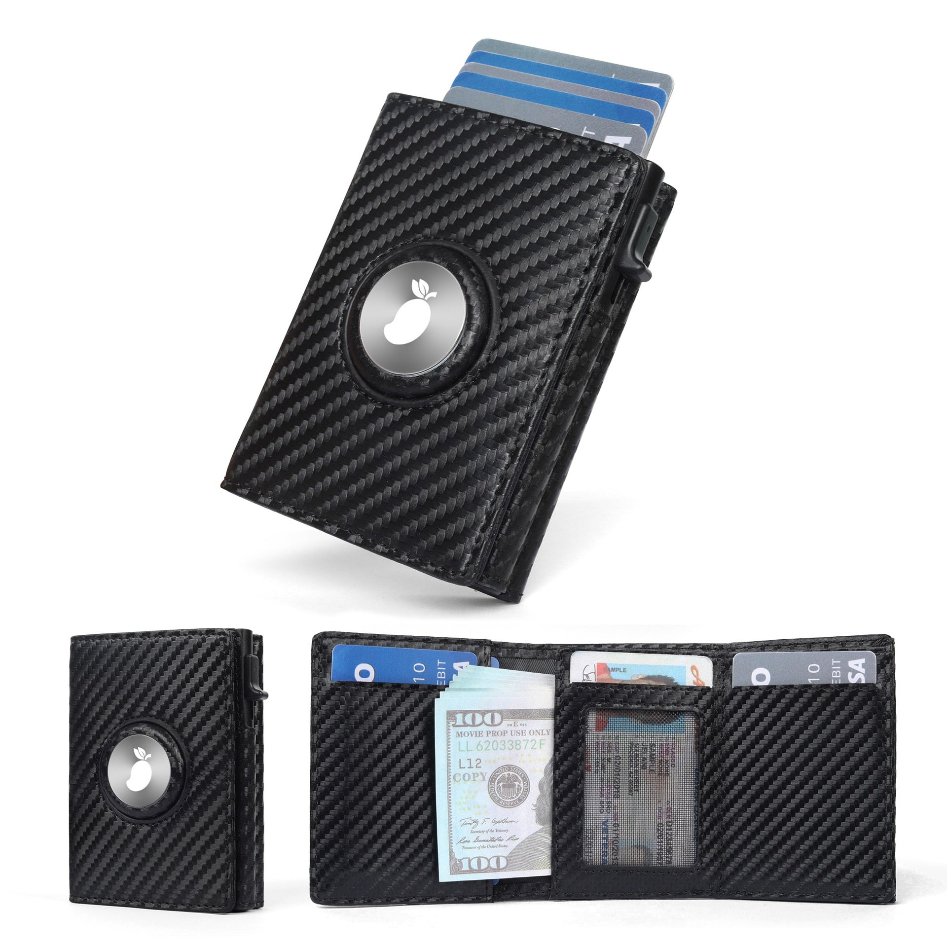 Portefeuille en cuir multifonction triple pour les hommes avec fentes de carte