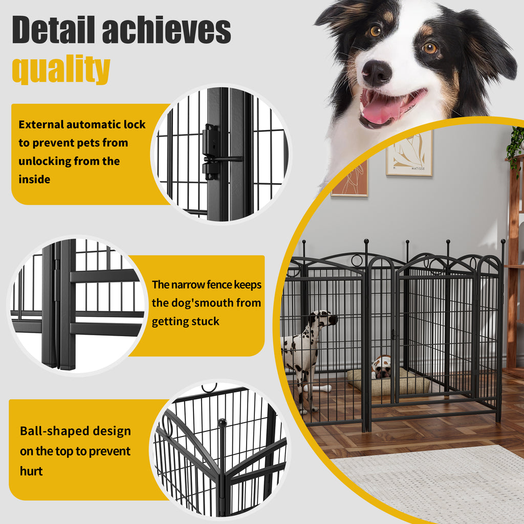 Dog Playpen Intérieur 32 pouces 8 panneaux Metal Dog Pen Pet Dog Fence Outdoor Exercise Pen avec