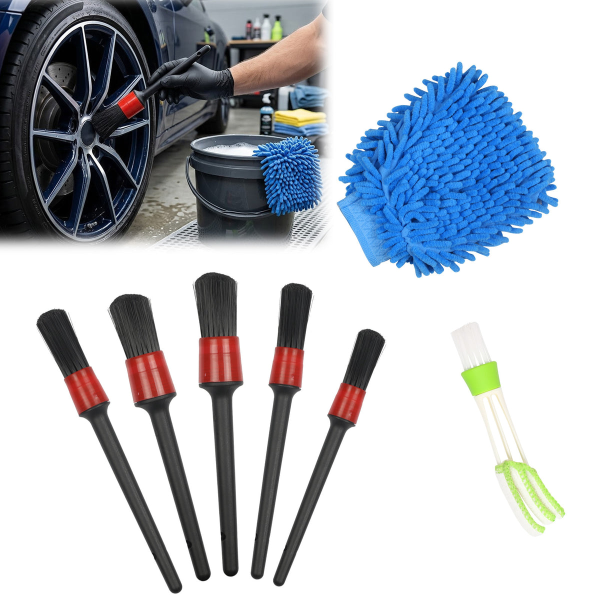 5 Piece Car Detailing Brush Set