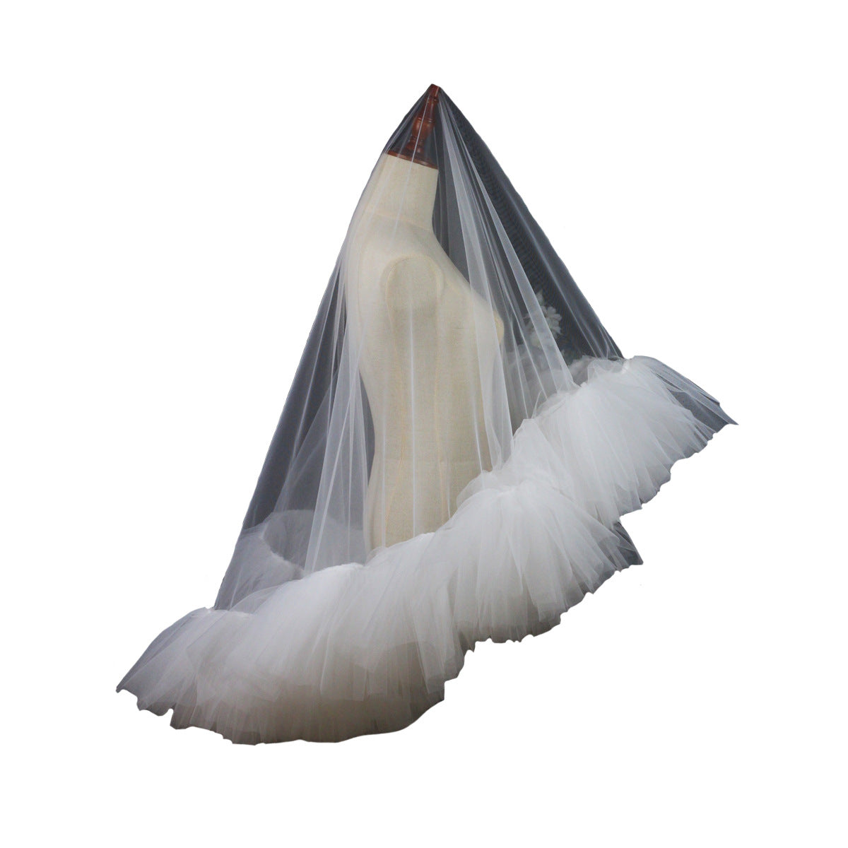 Industrie lourde Ruffled mariée Veil blanc Double couche Studio Voyage Photo extérieure Puffy S