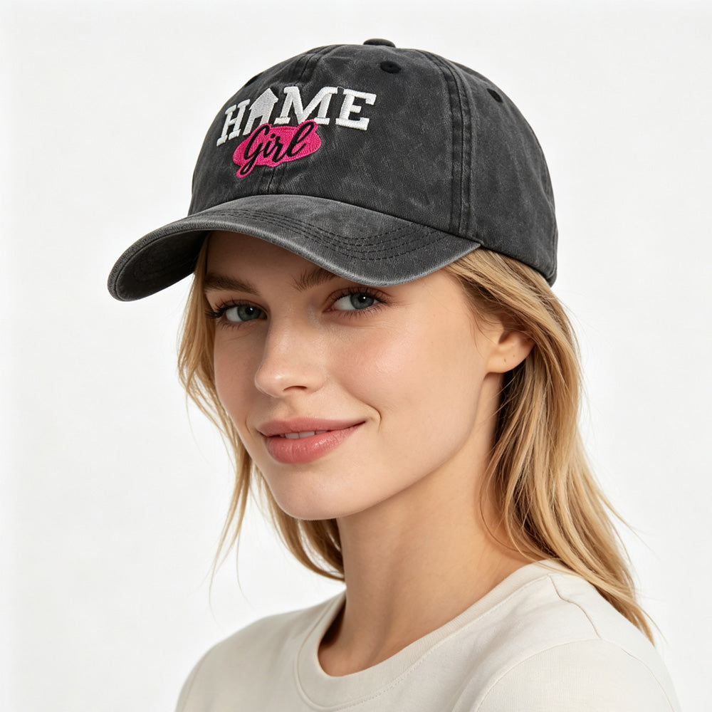 Vieille casquette de baseball noir lavé pour les femmes