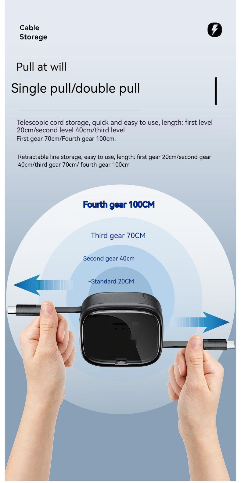 Data Cable Flexible Wire Storage 60W charge rapide Multi-fonction Mobile Téléphone Charger In