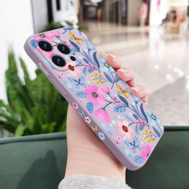 Étui téléphonique complet en silicone florel