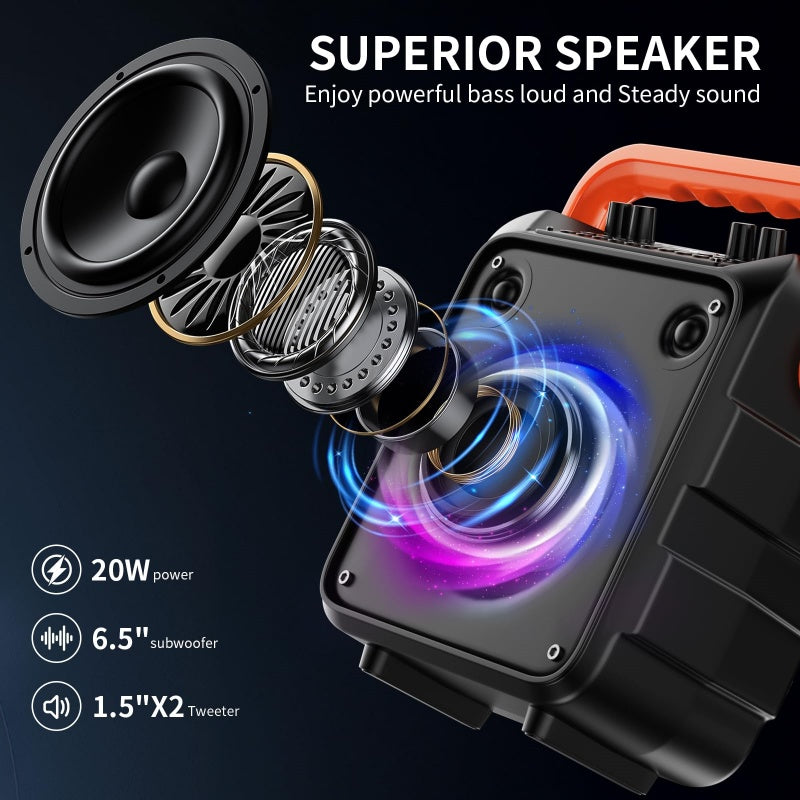 Machine à karaoké avec 2 microphones sans fil et lumières couleur RGB