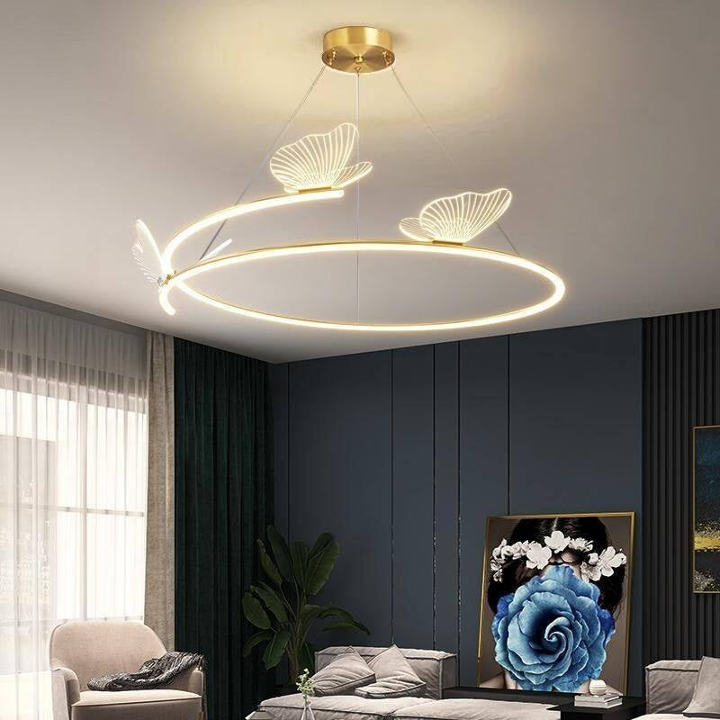 Minimaliste multi-tête pendentif LED salle à manger Chandelier avec cadre en aluminium et les lampes ABS