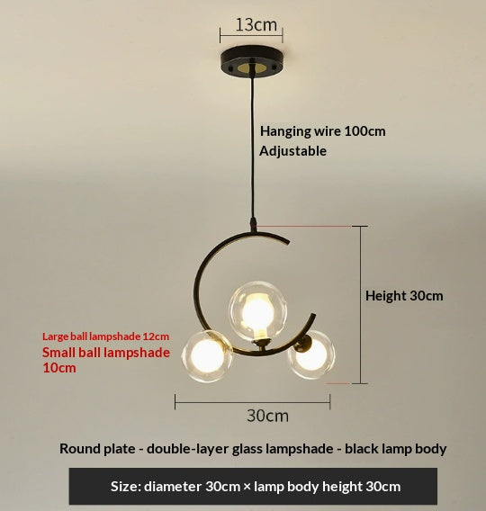 Pendentif en verre Globe léger élégant et créatif Chandelier pour les bars et les magasins