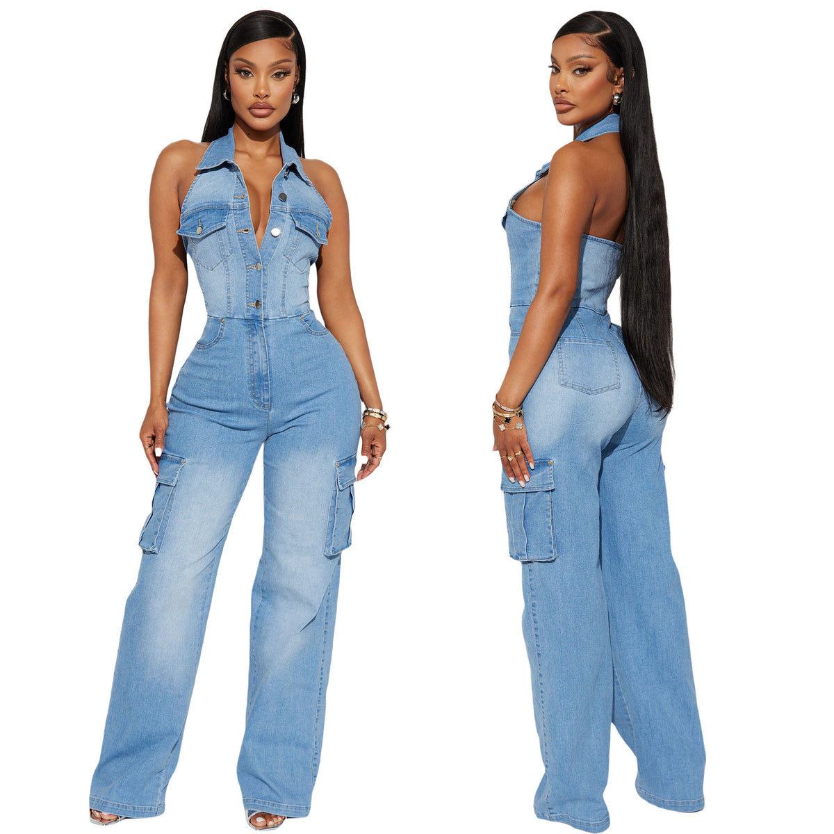 Maillot de saut en denim pour femmes
