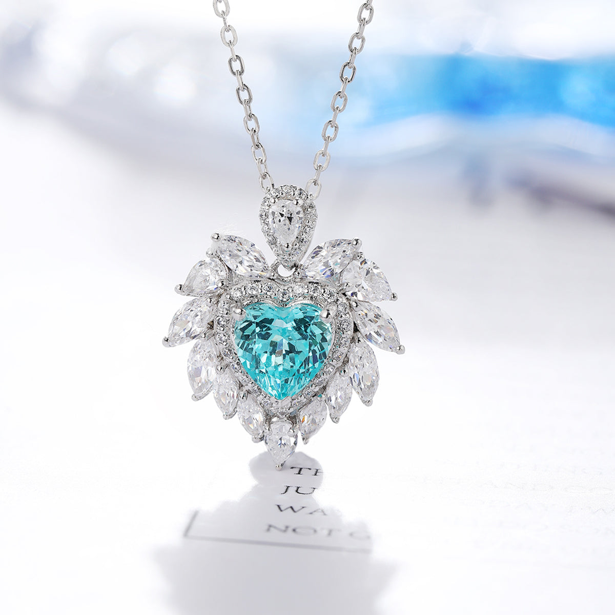 S925 Argent 4.3g Collier en pierre gemme créé en laboratoire cardiaque