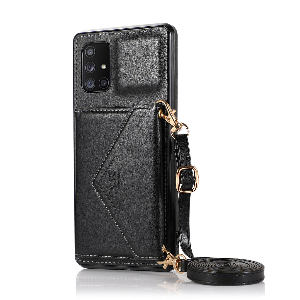 Slope Triangle au-dessus d'une épaule Téléphone portable Multi-fonctions Cover Wallet Card Cas en cuir