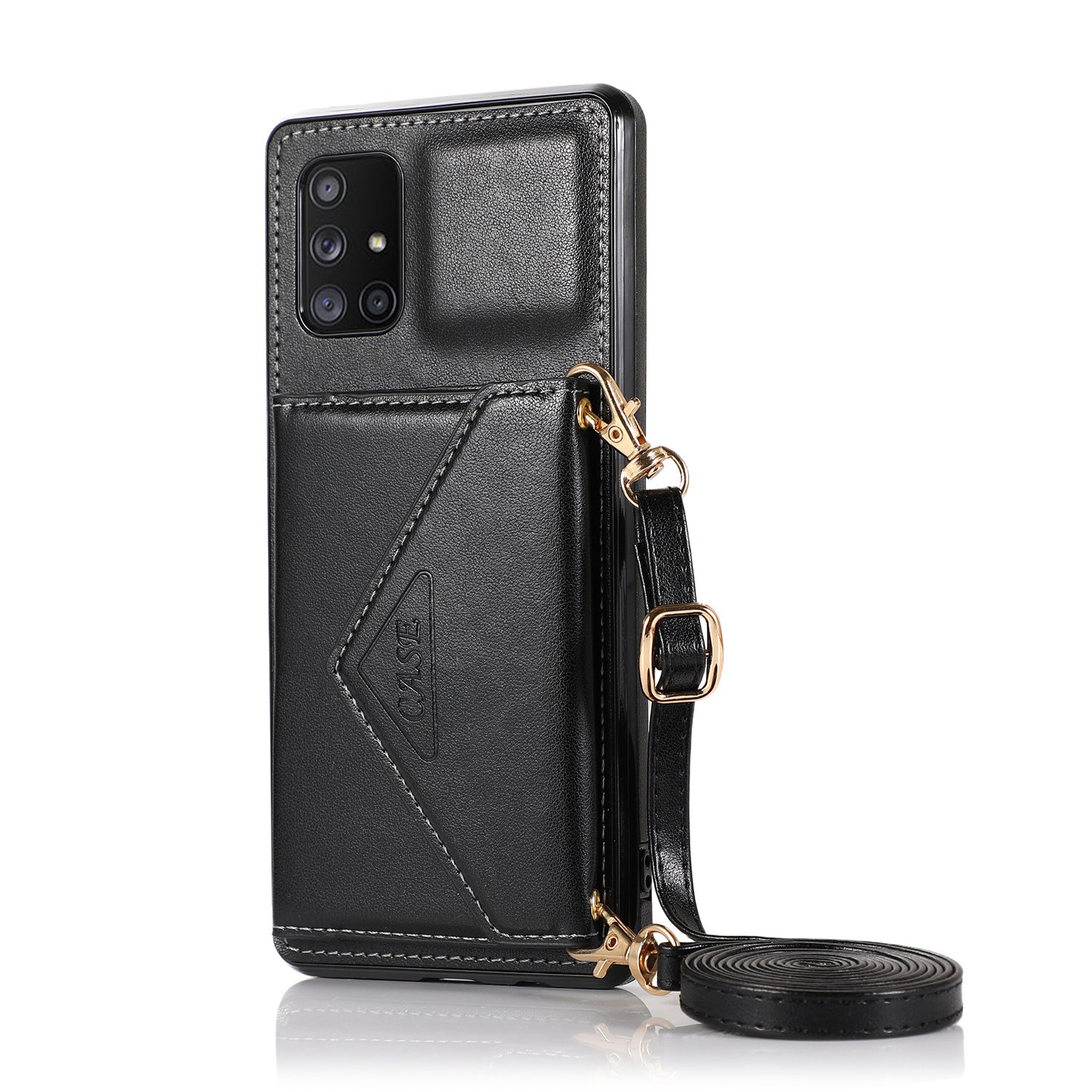 Slope Triangle au-dessus d'une épaule Téléphone portable Multi-fonctions Cover Wallet Card Cas en cuir