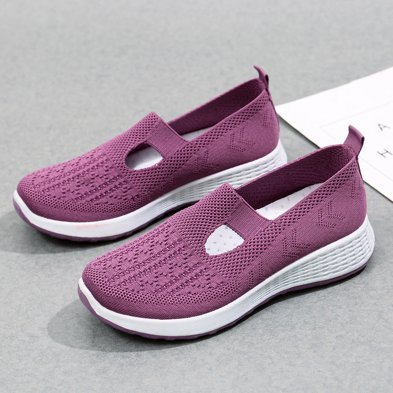 Vieux Beijing Cloth Chaussures Femmes Shallow Bouche Mesh Respirant Non-dérapant Soft Bottom Slip-on
