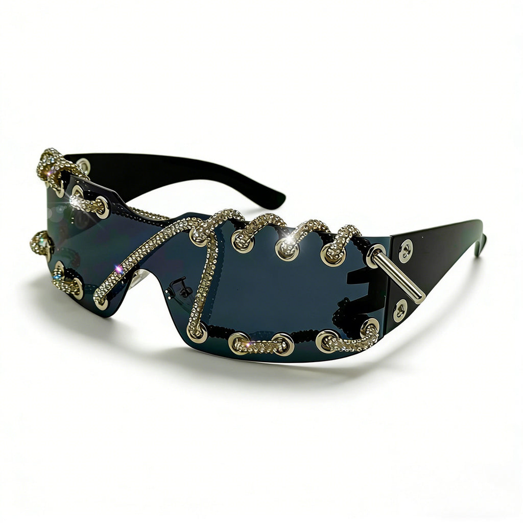Lunettes de soleil avec rivets à anneaux en métal