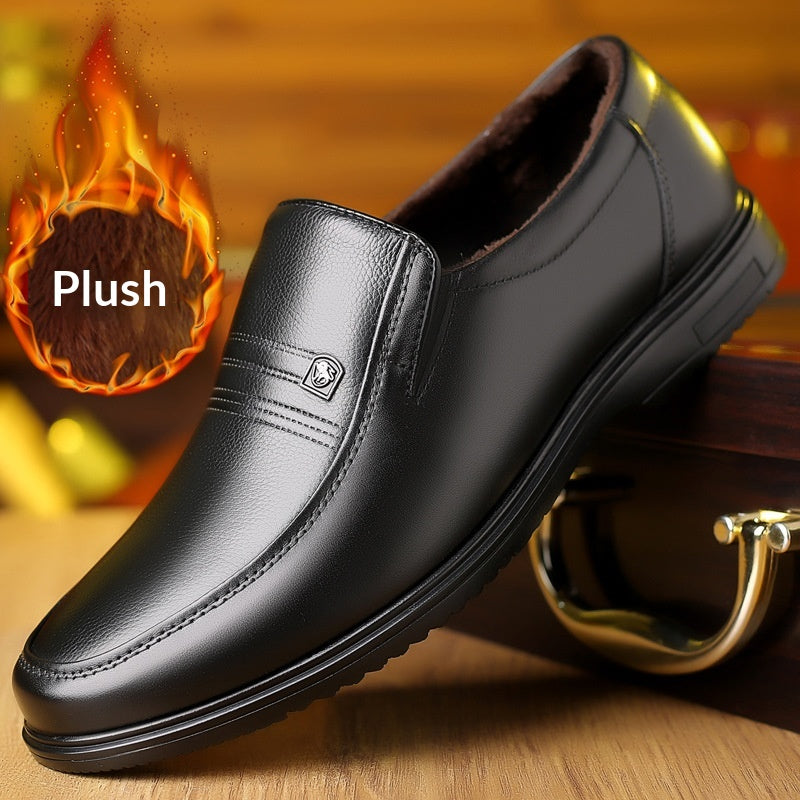 Chaussures décontractées en cuir véritable en cuir d'une semelle plate ronde pour hommes