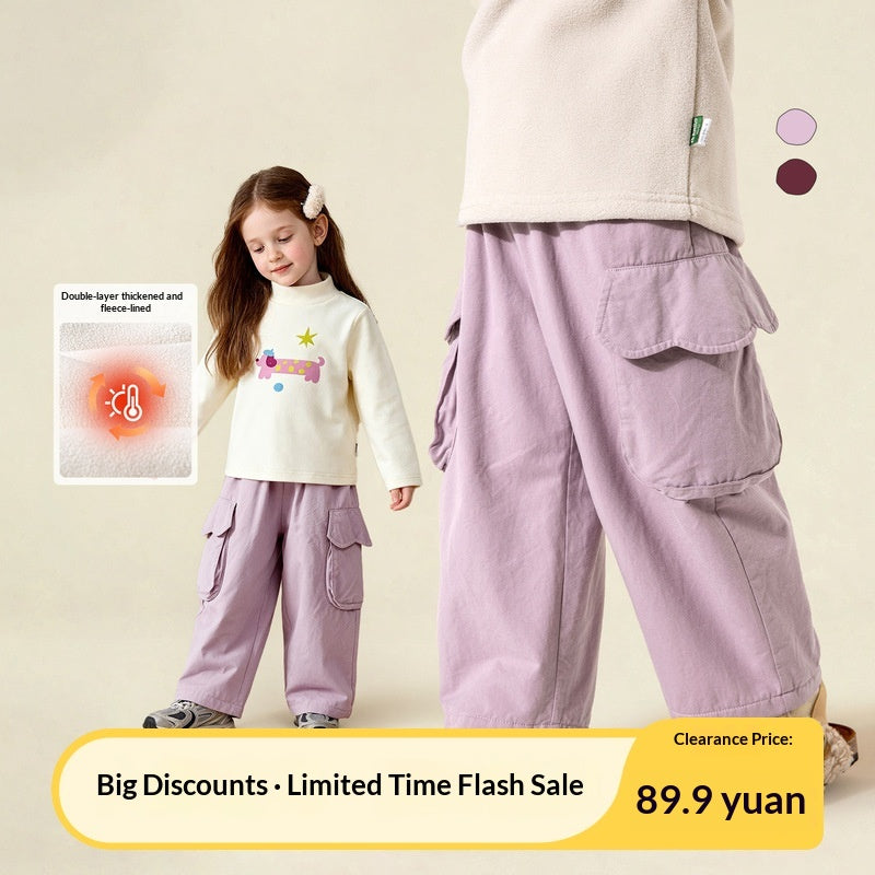 Pantalons de travail pour enfants à deux manches en polaire