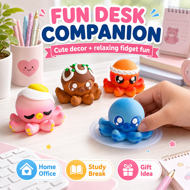 3D Imprimé Spinning Octopus Fidget Toy Cute Desk Stress Relief Accessory