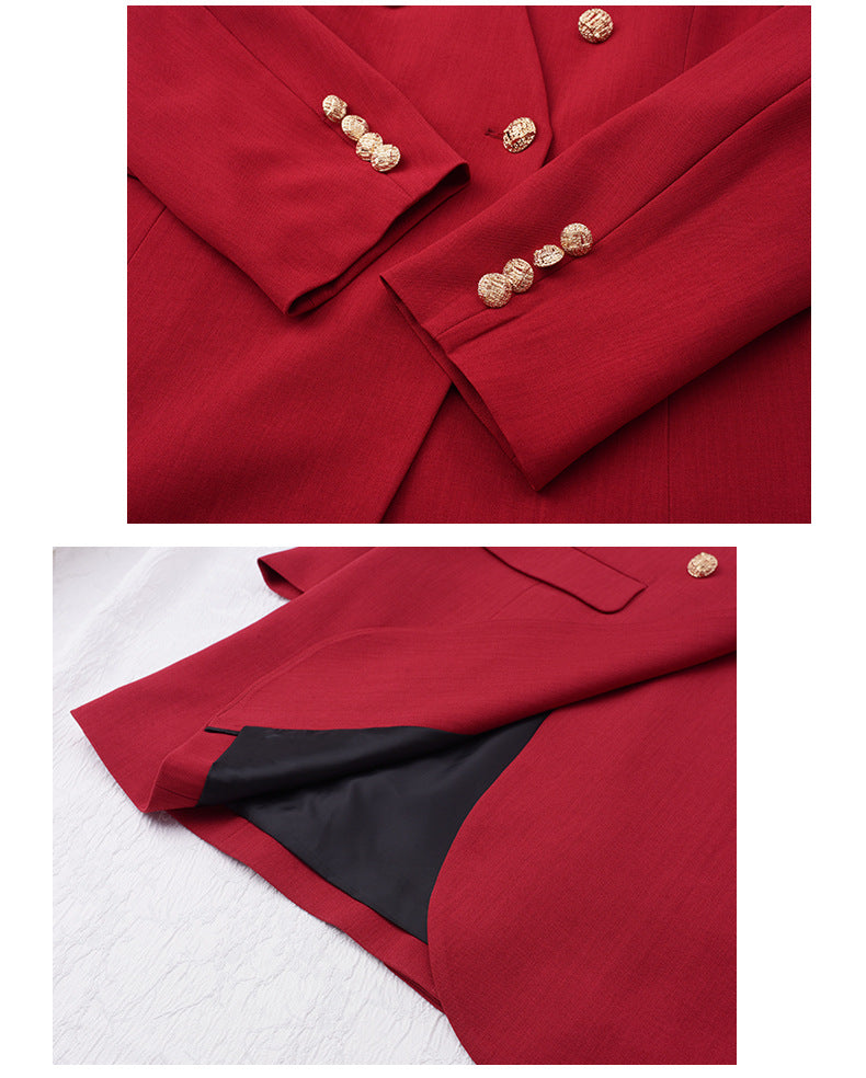Veste à deux seins sans collier pour femmes de grande taille d'automne
