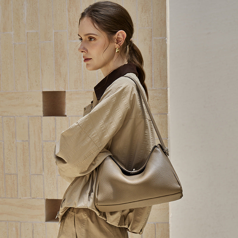 Sac transversal de navette en cuir véritable mono-épaule