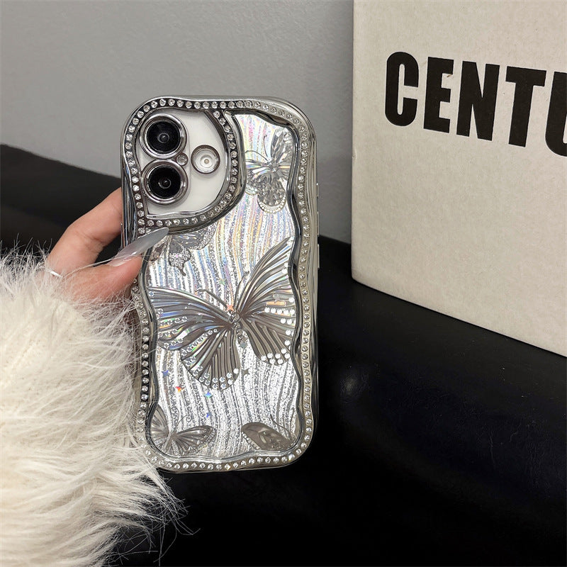 Epoxy Electroplating All-inclusive Laser Butterfly Diamond Edge Phone Case