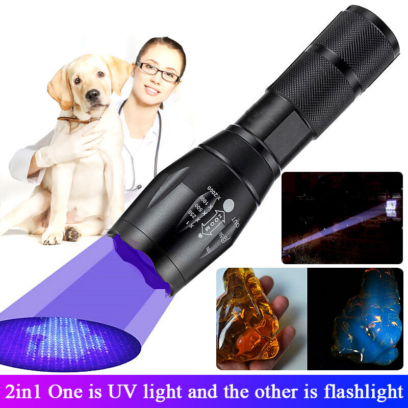 2x Lampe de poche UV LED Ultra Violet Blacklight Chasse Light Torch