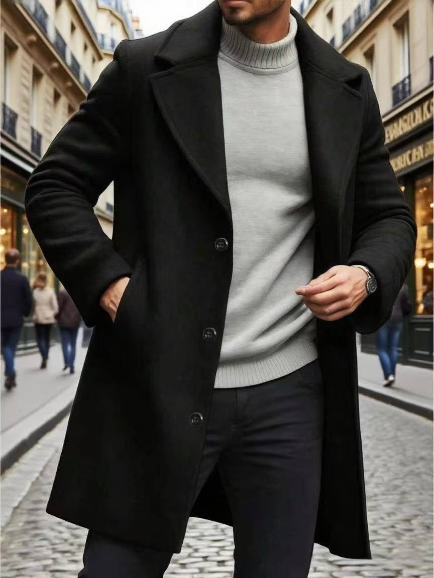 Trench Coat Lapel incrusté Slim-fit Surpoil Élégant et sophistiqué Trench de couleur solide