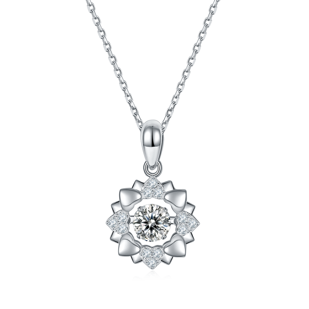 S925 Argent Sterling 0.5ct D Couleur VVS1 Collier pendentif fleur de Moissanite 45cm Platinum P