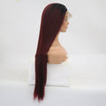 Burgundy Trellis avec tête en fibre chimique longue droite cheveux