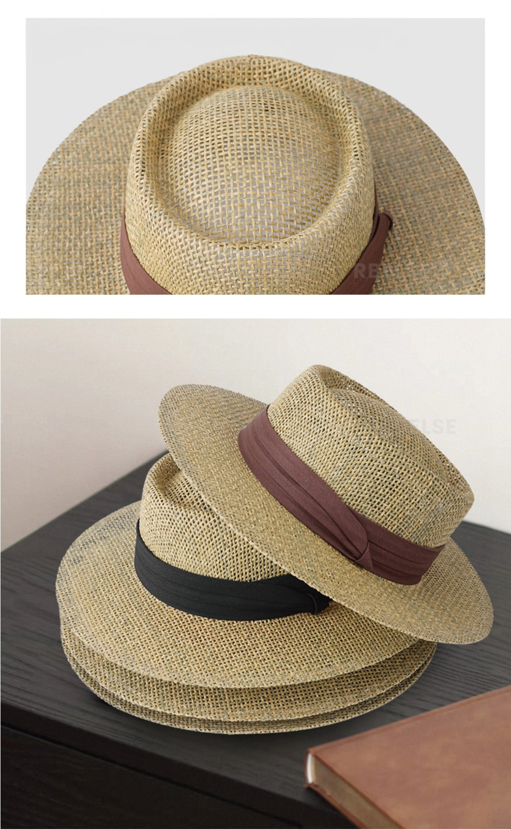 Chapeau de paille plat Hollow de style vieux argent pour femmes