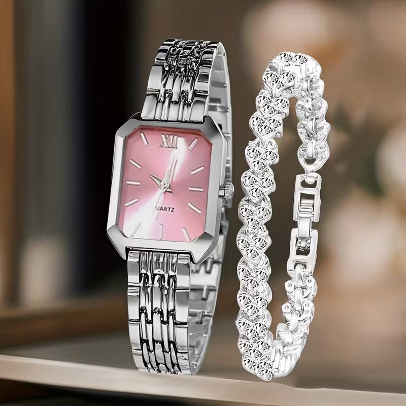 Ensemble de montres à quartz de forme carrée pour femmes
