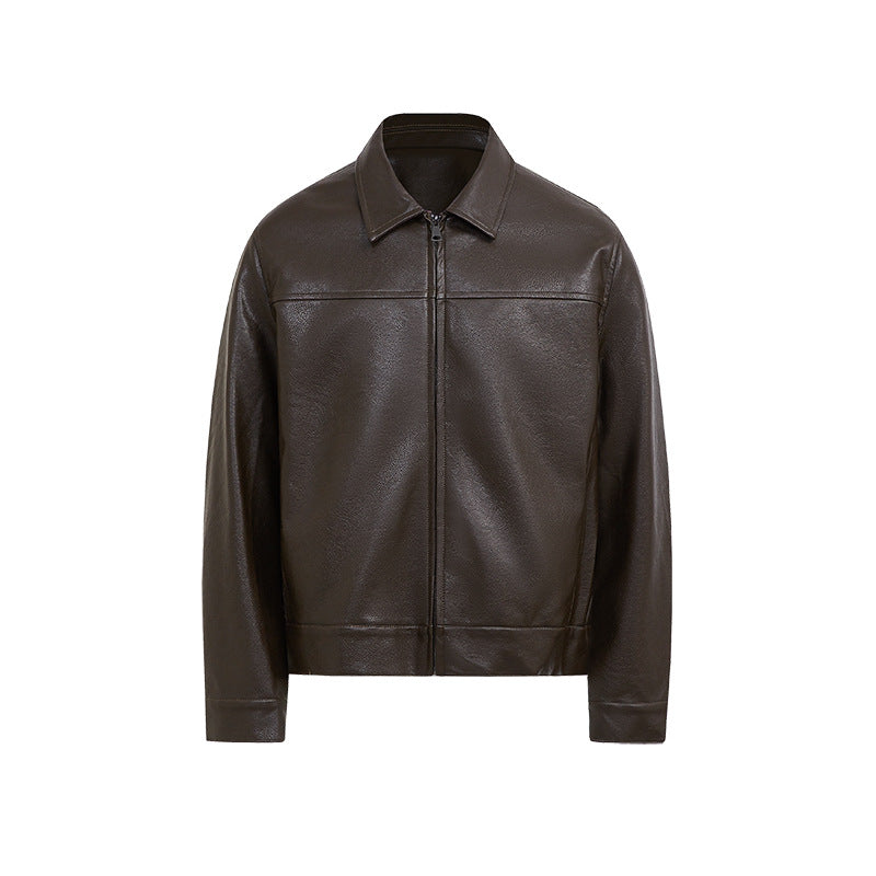 Veste en cuir courte d'automne manteau casual