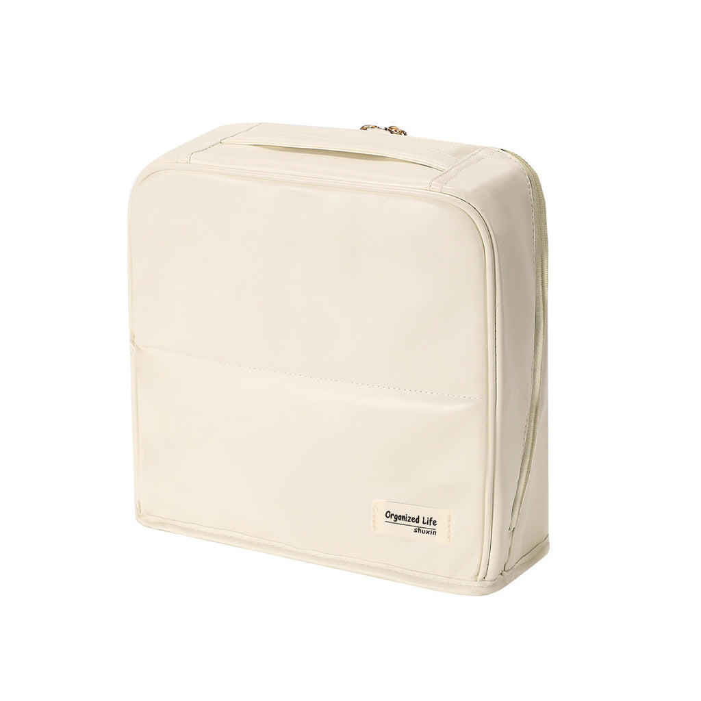 Sac cosmétique vertical grande capacité avec miroir portable