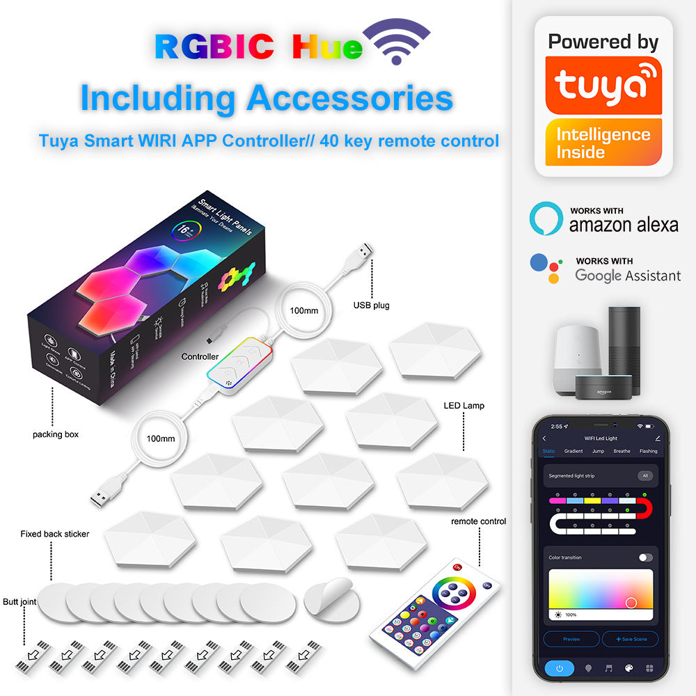 Graffiti Hexagonal Quantum Lampe côté lit Lampe murale E-sports Ambiance Light Smart Honey