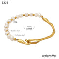 Bracelet baroque en perles d'eau douce en acier inoxydable avec revêtement en or 18k