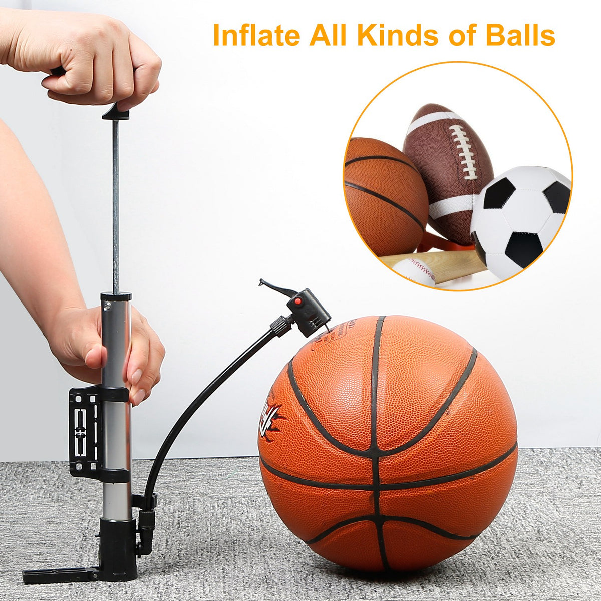 1Pc Mini Bike Portable Bicycle Tire Inflator Ball Air Inflator with Mounting Bracket
