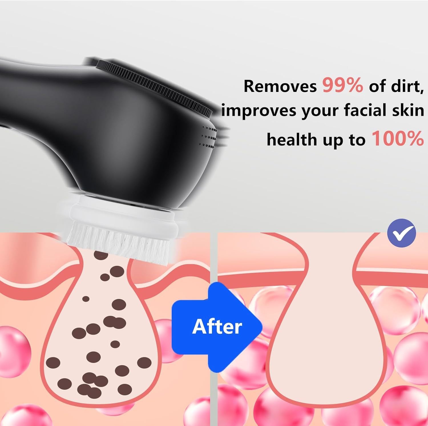 Dispositif multifonctionnel de nettoyage du visage en silicone avec fonction de massage vibrante