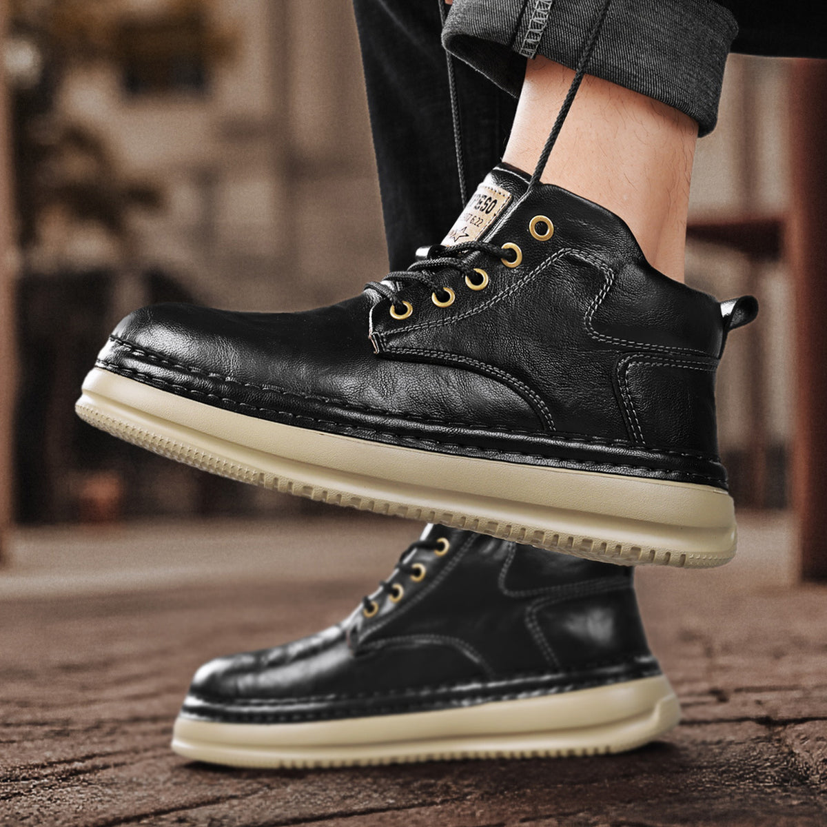 Bottes mi-haut rétro Hommes Casual