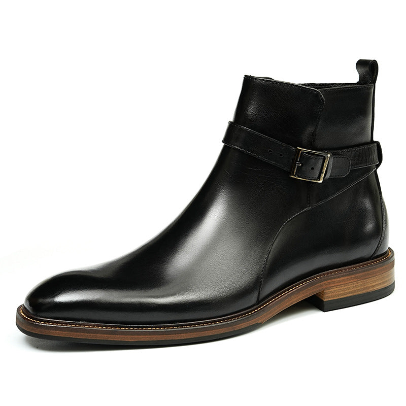 Bottes de cheville formelle d'affaires avec doublure en cuir véritable