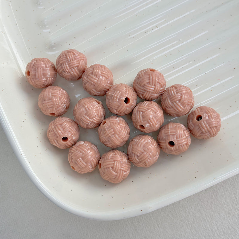Perles d'espacement rond en acrylique texturé avec trou droit