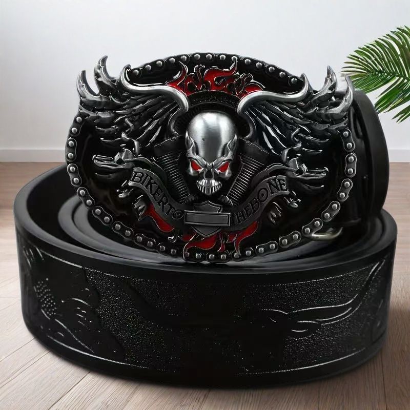 Ceinture en cuir en alliage homme avec un design vintage embossé