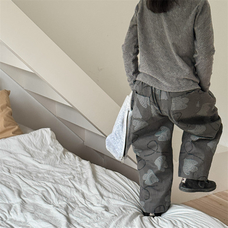 Pantalons en coton lavé pour enfants