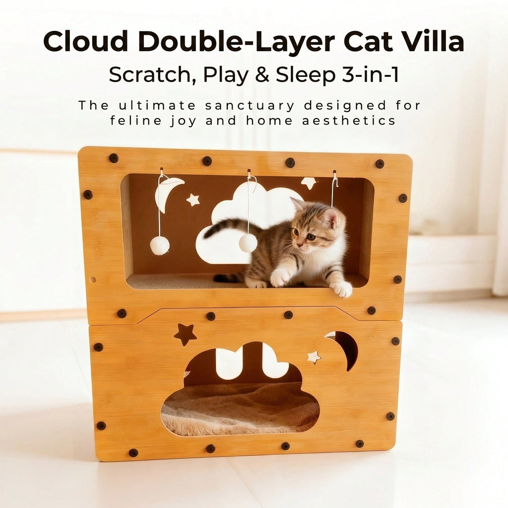 2 Styles Double couche Cat Scratcher House Multifonctionnel papier ondulé Cat Nest Villa