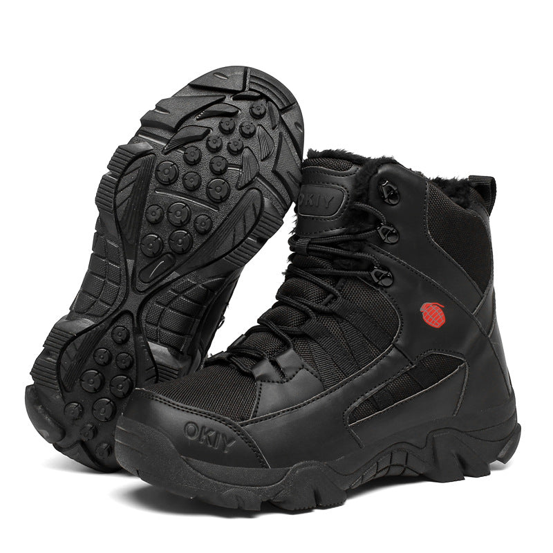 Exportation d'hommes Camping d'hiver Combat militaire bordé de polaire neige chaude Bottes d'escalade extérieure