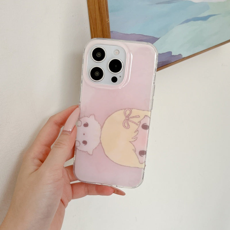 Puppy et Blonde fille étui de téléphone imprimé