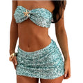 Shiny Sequin Bikini Set avec shorts