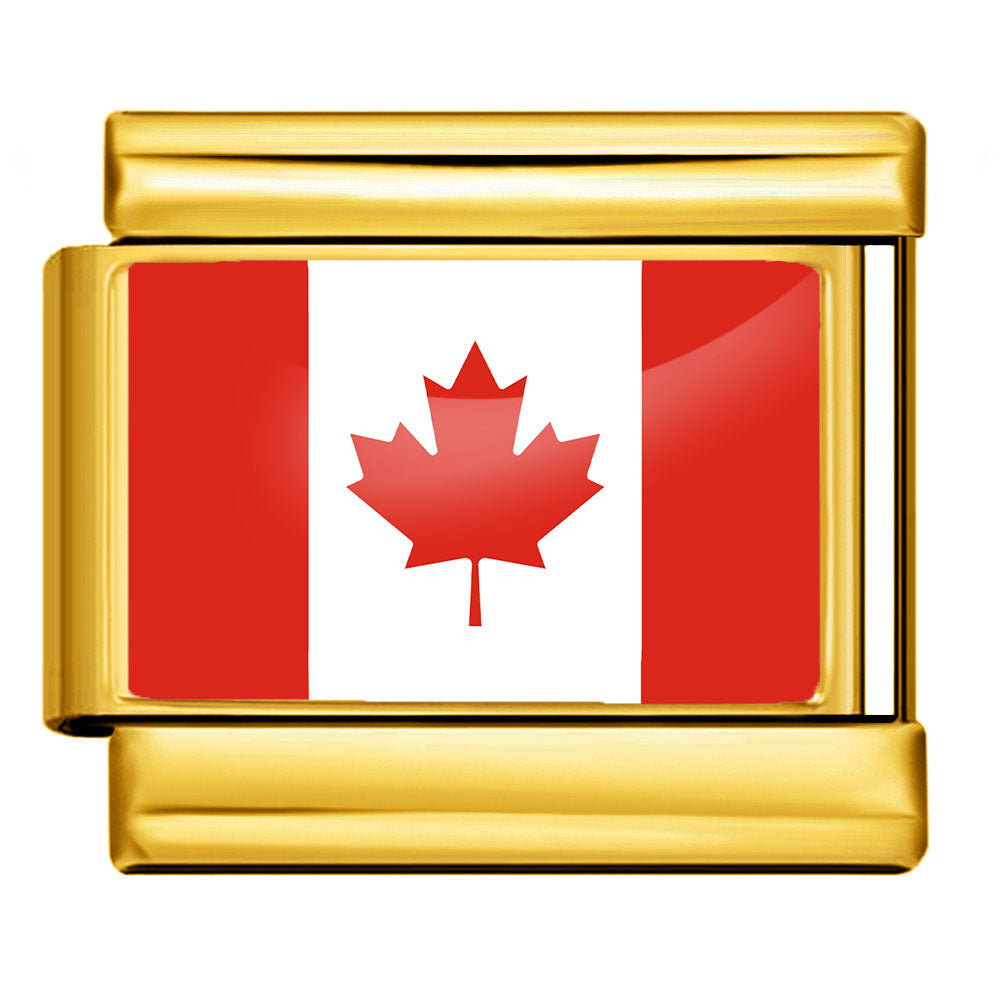 Arrière-plan d'or World Flag Photo Epoxy Italien Module Bracelet