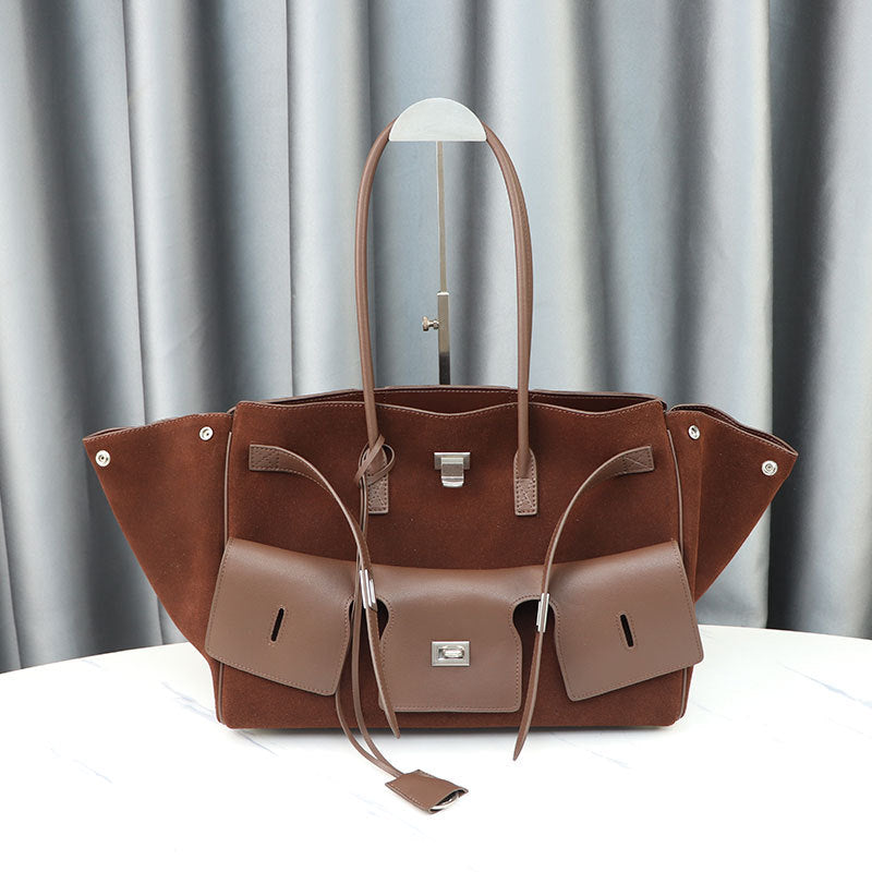 Grand-Capacité Neutre-Style Tote Wing véritable sac de moto en cuir