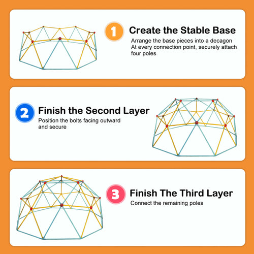 10FT Climbing Dome for Kids Jungle Gym apply to park Dome Climber with Swing Playground Eq