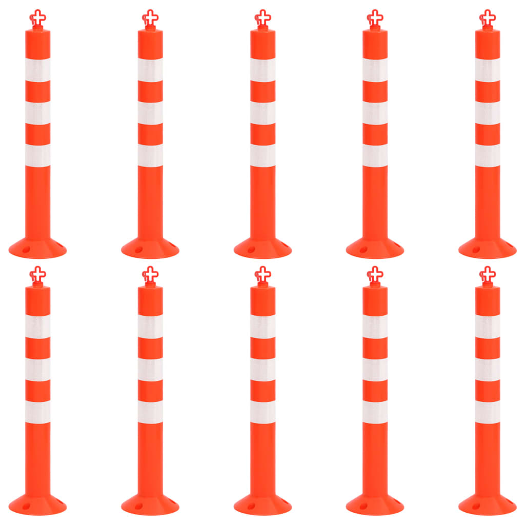 Bollards, 10 pièces, avec chaîne, 75 cm